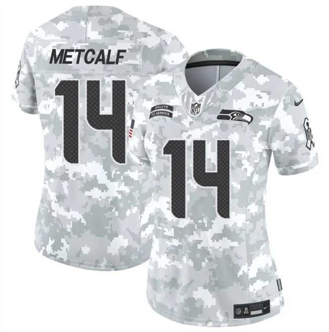 Women%27s Seattle Seahawks #14 DK Metcalf 2024 F.U.S.E Arctic Camo Salute To Service Limited Stitched Jersey Dzhi